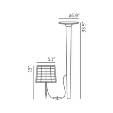 Load image into Gallery viewer, Lix Spike Outdoor LED Solar Bollard - line drawing.