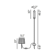 Load image into Gallery viewer, Reed Outdoor LED Solar Bollard - line drawing.