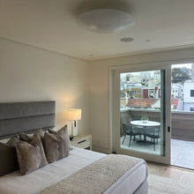 Load image into Gallery viewer, Moon Semi Flush Mount Ceiling Light in bedroom.