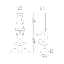 Load image into Gallery viewer, Limbo Trapeze Chandelier - line drawing.