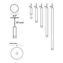 Load image into Gallery viewer, Combi LED Aluminum Pendant Light - line drawing.