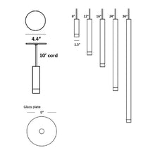 Load image into Gallery viewer, Combi LED Glass Pendant Light - line drawing.
