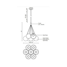 Load image into Gallery viewer, Bolla LED Chandelier - line drawing.
