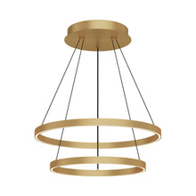 Load image into Gallery viewer, Cerchio LED Chandelier in Brushed Gold (2-Tier/Small).