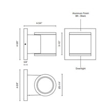 Load image into Gallery viewer, Griffith Outdoor LED Wall Light - line drawing.