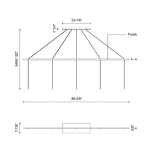Load image into Gallery viewer, Marquee Linear Pendant Light Canopy - line drawing.