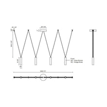 Load image into Gallery viewer, Mason LED Linear Pendant Light - line drawing.