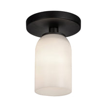Load image into Gallery viewer, Nola Semi-Flush Mount Ceiling Light in Black/Glossy Opal Glass.