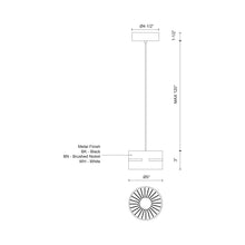 Load image into Gallery viewer, Oxford LED Pendant Light - line drawing.