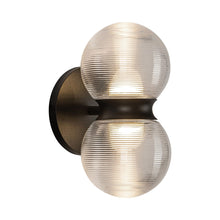 Load image into Gallery viewer, Peri Outdoor LED Wall Light in Clear Ribbed Glass.