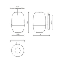 Load image into Gallery viewer, Yara Outdoor LED Wall Light - line drawing.