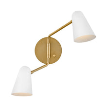 Load image into Gallery viewer, Birdie Wall Light in Lacquered Brass/Matte White.