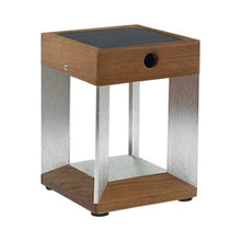 Load image into Gallery viewer, Blade Outdoor Solar LED Table Lamp in Teak/Stainless Steel.