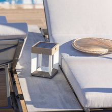 Load image into Gallery viewer, Blade Outdoor Solar LED Table Lamp in Outside Area.