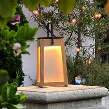 Load image into Gallery viewer, Tecka Outdoor Solar LED Lantern in Outside Area.