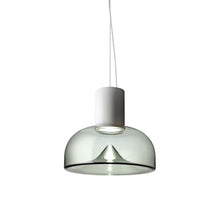 Load image into Gallery viewer, Aella SL LED Neck Pendant Light in Smoke Grey/Matte White (Small).