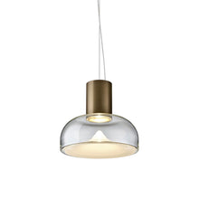 Load image into Gallery viewer, Aella SL LED Neck Pendant Light in Transparent With White Spot/Matte Bronze (Small).