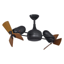 Load image into Gallery viewer, Dagny Indoor / Outdoor LED Dual Ceiling Fan in Matte Black/Mahogany (Wood) Without Light Kit.