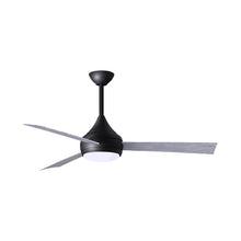 Load image into Gallery viewer, Donaire Outdoor LED Ceiling Fan in Matte Black/Barn Wood.