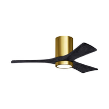 Load image into Gallery viewer, Irene IR3HLK 42-Inch Indoor / Outdoor LED Flush Mount Ceiling Fan in Brushed Brass/Matte Black.