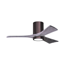 Load image into Gallery viewer, Irene IR3HLK 42-Inch Indoor / Outdoor LED Flush Mount Ceiling Fan in Brushed Bronze/Barnwood Tone.