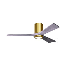 Load image into Gallery viewer, Irene IR3HLK 52-Inch Indoor / Outdoor LED Flush Mount Ceiling Fan in Brushed Brass/Barn Wood.