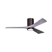 Load image into Gallery viewer, Irene IR3HLK 52-Inch Indoor / Outdoor LED Flush Mount Ceiling Fan in Brushed Bronze/Barnwood Tone.