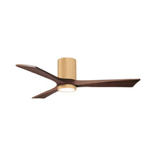 Load image into Gallery viewer, Irene IR3HLK 52-Inch Indoor / Outdoor LED Flush Mount Ceiling Fan in Light Maple/Walnut Tone.