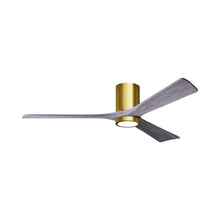 Load image into Gallery viewer, Irene IR3HLK 60-Inch Indoor / Outdoor LED Flush Mount Ceiling Fan in Brushed Brass/Barn Wood.