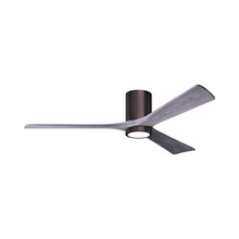 Load image into Gallery viewer, Irene IR3HLK 60-Inch Indoor / Outdoor LED Flush Mount Ceiling Fan in Brushed Bronze/Barnwood Tone.