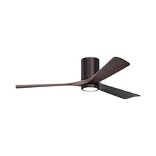 Load image into Gallery viewer, Irene IR3HLK 60-Inch Indoor / Outdoor LED Flush Mount Ceiling Fan in Brushed Bronze/Walnut Tone.