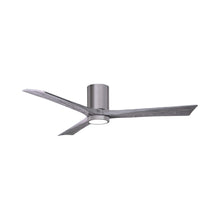 Load image into Gallery viewer, Irene IR3HLK 60-Inch Indoor / Outdoor LED Flush Mount Ceiling Fan in Brushed Pewter/Barn Wood.