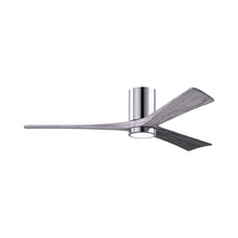 Load image into Gallery viewer, Irene IR3HLK 60-Inch Indoor / Outdoor LED Flush Mount Ceiling Fan in Polished Chrome/Barn Wood.