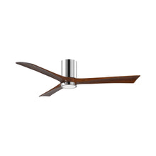 Load image into Gallery viewer, Irene IR3HLK 60-Inch Indoor / Outdoor LED Flush Mount Ceiling Fan in Polished Chrome/Walnut.