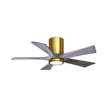 Load image into Gallery viewer, Irene IR5HLK 42-Inch Indoor / Outdoor LED Flush Mount Ceiling Fan in Brushed Brass/Barn Wood.