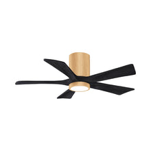 Load image into Gallery viewer, Irene IR5HLK 42-Inch Indoor / Outdoor LED Flush Mount Ceiling Fan in Light Maple/Matte Black.