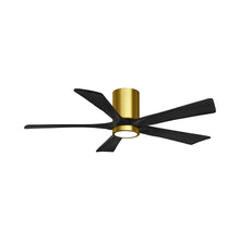 Load image into Gallery viewer, Irene IR5HLK 52-Inch Indoor / Outdoor LED Flush Mount Ceiling Fan in Brushed Brass/Matte Black.