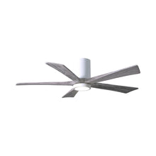 Load image into Gallery viewer, Irene IR5HLK 52-Inch Indoor / Outdoor LED Flush Mount Ceiling Fan in Gloss White/Barn Wood.