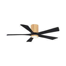 Load image into Gallery viewer, Irene IR5HLK 52-Inch Indoor / Outdoor LED Flush Mount Ceiling Fan in Light Maple/Matte Black.