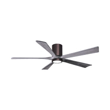 Load image into Gallery viewer, Irene IR5HLK 60-Inch Indoor / Outdoor LED Flush Mount Ceiling Fan in Brushed Bronze/Barnwood Tone.