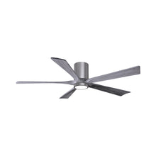 Load image into Gallery viewer, Irene IR5HLK 60-Inch Indoor / Outdoor LED Flush Mount Ceiling Fan in Brushed Pewter/Barn Wood.