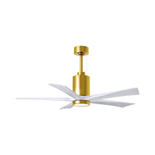 Load image into Gallery viewer, Patricia 5 Indoor / Outdoor LED Ceiling Fan in Brushed Brass/Matte White (52-Inch).