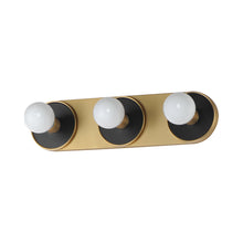 Load image into Gallery viewer, Hollywood Wall Light in Black/Natural Aged Brass (3-Light).