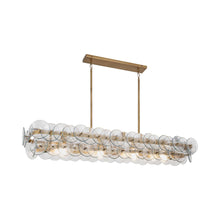 Load image into Gallery viewer, Loren Linear Chandelier in Weathered Brass (Textured Clear).