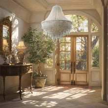 Load image into Gallery viewer, Crystal Reign Pendant Light in living room.
