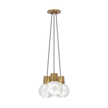 Load image into Gallery viewer, Mina 3-Light LED Pendant Light in Black / White/Aged Brass.