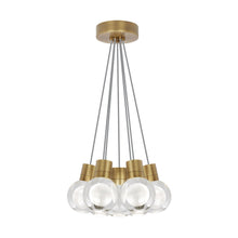 Load image into Gallery viewer, Mina 7-Light LED Pendant Light in Gray/Aged Brass.