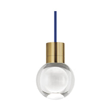 Load image into Gallery viewer, Mina Single LED Pendant Light in Blue/Aged Brass/3000K.
