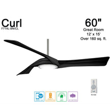 Load image into Gallery viewer, Curl LED Ceiling Fan in Detail.