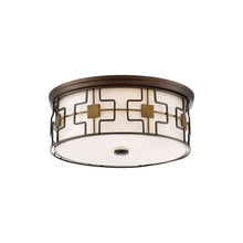 Load image into Gallery viewer, 846-L LED Flush Mount Ceiling Light in Dark Brushed Bronze with Aged Brass (Small).